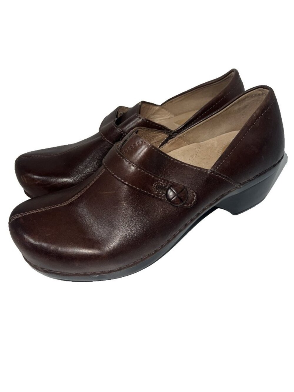 Dansko Womens Solstice Clogs Size 40 (9.5)  Brown Leather Slip On Comfort
